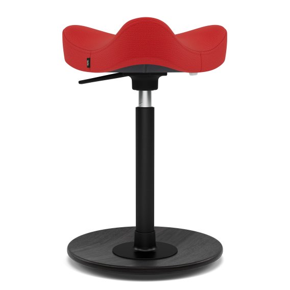 Varier Stokke Move Comapct in Rot mit schwarzen Holzteller